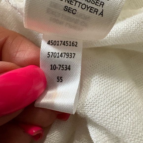 WHBM White Linen 3/4 Sleeve with Sheer Stripe. Subtle Shimmer Throughout. Size M - Picture 9 of 14